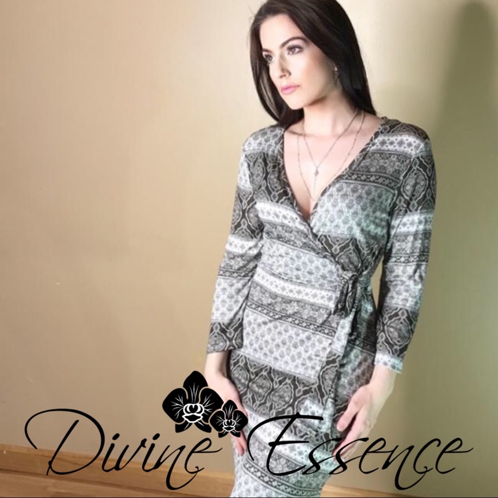 Geo Print Wrap Dress